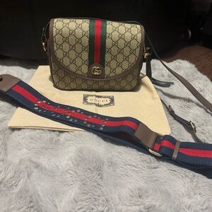 Crossbody with Red-Green Web Stripe